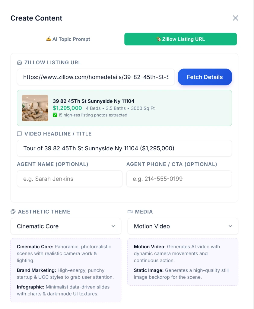 Zillow Listing URL Form